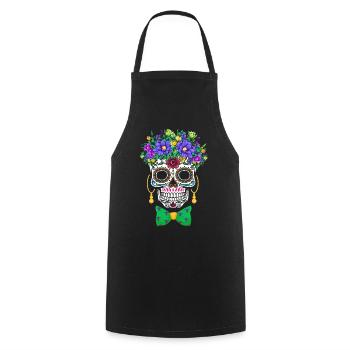 Mardi Gras Costume Fleur Sucre El Dia De Los - Tablier de cuisine - noir - Devant - AI Model Male 185 dark (185cm)