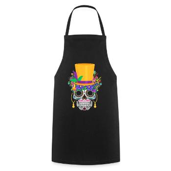 Mardi Gras Costume El Dia De Los Muertos Flower - Cooking Apron - black - Front - AI Model Male 185 dark (185cm)