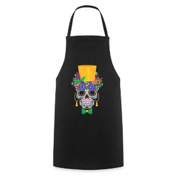 Mardi Gras Costume Fleur Sucre El Dia De Los - Tablier de cuisine - noir - Devant - AI Model Male 185 dark (185cm)