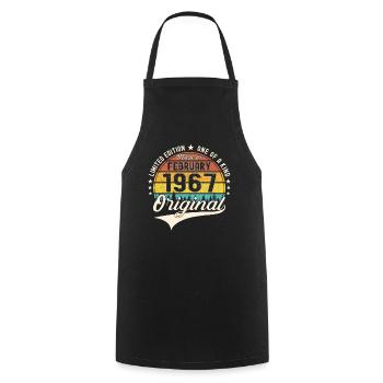 Original February Year 1967 56th birthday Man - Cooking Apron - black - Front - AI Model Male 185 dark (185cm)
