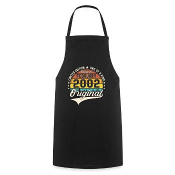 Original February Year 2002 21st birthday Man - Cooking Apron - black - Front - AI Model Male 185 dark (185cm)