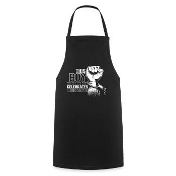 This Boy Celebrates the Juneteenth Black 1865 - Cooking Apron - black - Front - AI Model Male 185 dark (185cm)
