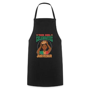 This girl celebrates the Juneteenth 1865 Black - Cooking Apron - black - Front - AI Model Male 185 dark (185cm)