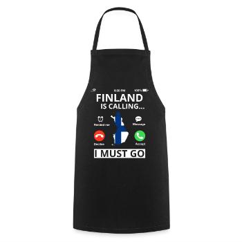 Finnland Flagge Suomi Finnische Fahne Used Look - Kochschürze - Schwarz - Vorne - AI Model Male 185 dark (185cm)