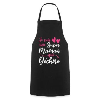 Super Mom Mommy Mama France French Mother's Day - Cooking Apron - black - Front - AI Model Male 185 dark (185cm)