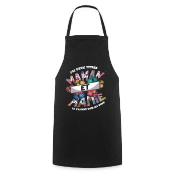 Two Titles Mom Grandmom French Mother's Day - Cooking Apron - black - Front - AI Model Male 185 dark (185cm)