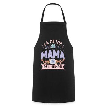 Best Mom In World Happy Mother's Day Spain Floral - Cooking Apron - black - Front - AI Model Male 185 dark (185cm)