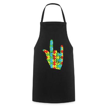 Rock Puzzle Sensibilisation spéciale à l’autisme - Tablier de cuisine - noir - Devant - AI Model Male 185 dark (185cm)