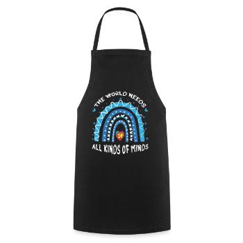 Types d’esprits Blue Puzzle Sensibilisation à l’autisme - Tablier de cuisine - noir - Devant - AI Model Male 185 dark (185cm)