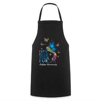 Puzzle April Blue pour la sensibilisation à l’autisme - Tablier de cuisine - noir - Devant - AI Model Male 185 dark (185cm)