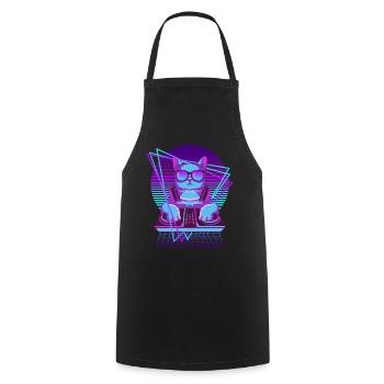 Party Musik Techno Katzen Vaporwave DJ Katze - Kochschürze - Schwarz - Vorne - AI Model Male 185 dark (185cm)