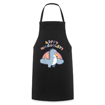 Kawaii Dinosaur, Rainbow Happy-Wednesday - Cooking Apron - black - Front - AI Model Male 185 dark (185cm)
