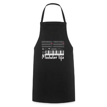 Modular Life DJ Pult Audio Musik Synthesizer - Kochschürze - Schwarz - Vorne - AI Model Male 185 dark (185cm)