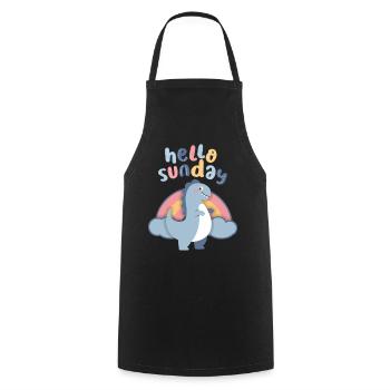 Dinosaures kawaii. Rainbow Hello-Sunday Dicton - Tablier de cuisine - noir - Devant - AI Model Male 185 dark (185cm)