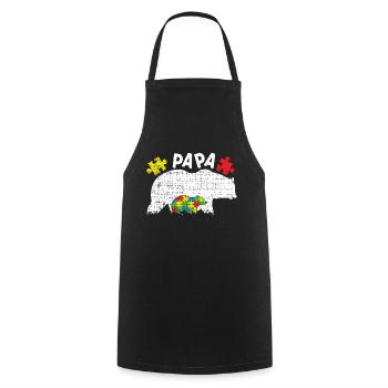 Autism Dad Bear Puzzle Colorful Autism Awareness - Cooking Apron - black - Front - AI Model Male 185 dark (185cm)