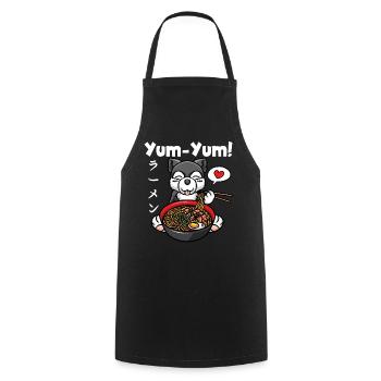 Yum Yum Japan Anime Ramen Noodle Dog - Cooking Apron - black - Front - AI Model Male 185 dark (185cm)