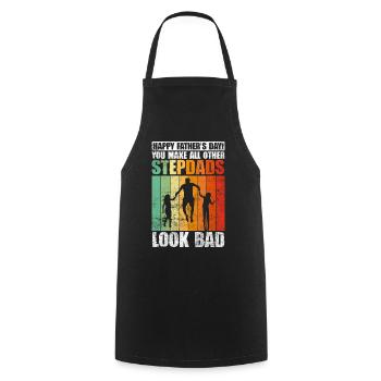 Stiefvater Vatertag Stiefpapa Geschenk Spruch - Kochschürze - Schwarz - Vorne - AI Model Male 185 dark (185cm)