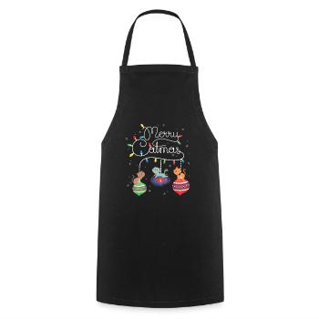 Merry Catmas Cat - Cooking Apron - black - Front - AI Model Male 185 dark (185cm)