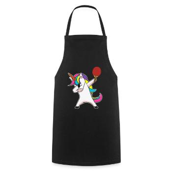 Dabbing Einhorn Ping Pong Tischtennis - Kochschürze - Schwarz - Vorne - AI Model Male 185 dark (185cm)