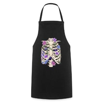 Rippchen mit Blüten - Kochschürze - Schwarz - Vorne - AI Model Male 185 dark (185cm)