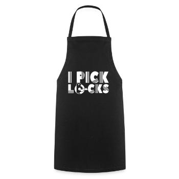 I Crack Locks Lock Picking Lock Cracker - Cooking Apron - black - Front - AI Model Male 185 dark (185cm)