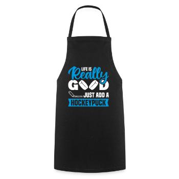 Life is really good just add a - Cooking Apron - black - Front - AI Model Male 185 dark (185cm)