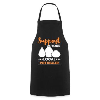 Support your local Potdealer - Cooking Apron - black - Front - AI Model Male 185 dark (185cm)