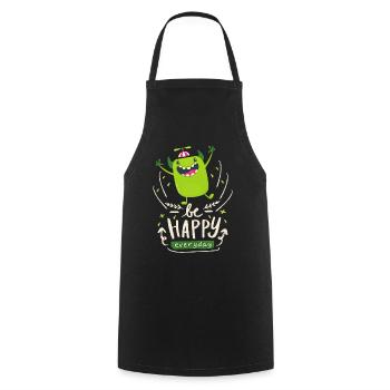Citation de motivation drôle-monstre Citation Be-Happy - Tablier de cuisine - noir - Devant - AI Model Male 185 dark (185cm)