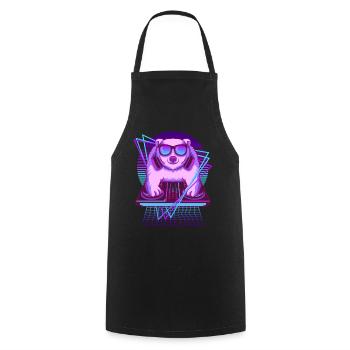 Party Musik Techno Eisbär Vaporwave DJ Eisbär - Kochschürze - Schwarz - Vorne - AI Model Male 185 dark (185cm)