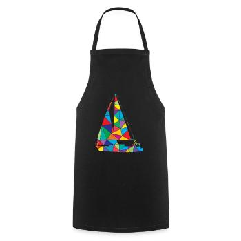 Low Poly Sailboat Polygon Sailing - Cooking Apron - black - Front - AI Model Male 185 dark (185cm)
