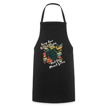 Retro Vintage Save Nature Oceans Day Earth Day - Cooking Apron - black - Front - AI Model Male 185 dark (185cm)