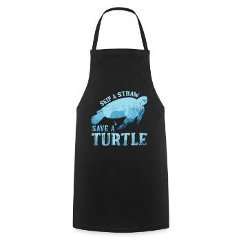 Save Turtle Save Nature Oceans Day Earth Day - Cooking Apron - black - Front - AI Model Male 185 dark (185cm)