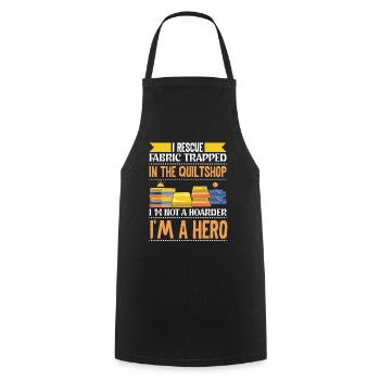 I rescue Fabric Trapped in the Quiltshop - Cooking Apron - black - Front - AI Model Male 185 dark (185cm)