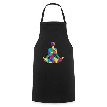 Yoga Pose Polygon Zen Meditation - Kochschürze - Schwarz - Vorne - AI Model Male 185 dark (185cm)