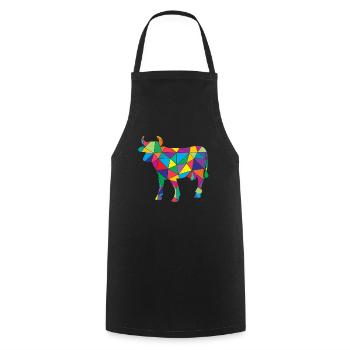 Vache à faible poly géométrie Polygone Vache - Tablier de cuisine - noir - Devant - AI Model Male 185 dark (185cm)
