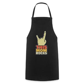 This Mom Rocks Retro Vintage Happy Mother's Day - Cooking Apron - black - Front - AI Model Male 185 dark (185cm)