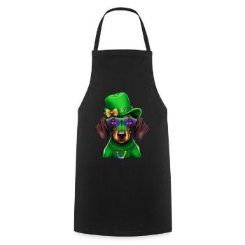 St. Patricks Day Dackel Wiener Hund Kleeblatt - Kochschürze - Schwarz - Vorne - AI Model Male 185 dark (185cm)