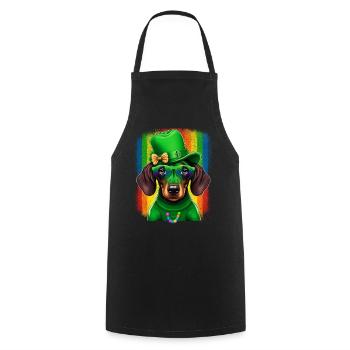 St. Patricks Day Dackel Wiener Hund Kleeblatt - Kochschürze - Schwarz - Vorne - AI Model Male 185 dark (185cm)
