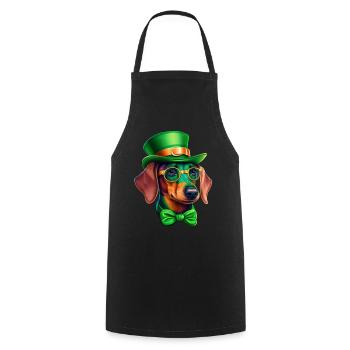 St. Patricks Day Dackel Wiener Hund Kleeblatt - Kochschürze - Schwarz - Vorne - AI Model Male 185 dark (185cm)