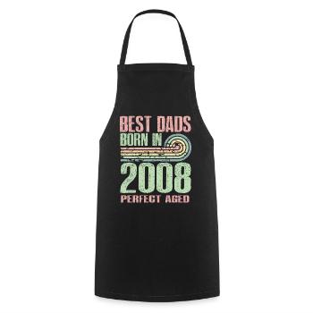 The best fathers were born in 2008, 15 years old, - Cooking Apron - black - Front - AI Model Male 185 dark (185cm)