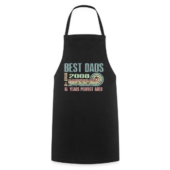 The best fathers were born in 2008, 15 years old, - Cooking Apron - black - Front - AI Model Male 185 dark (185cm)