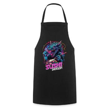Cool Sushi Dragon Japan Art Gift - Cooking Apron - black - Front - AI Model Male 185 dark (185cm)