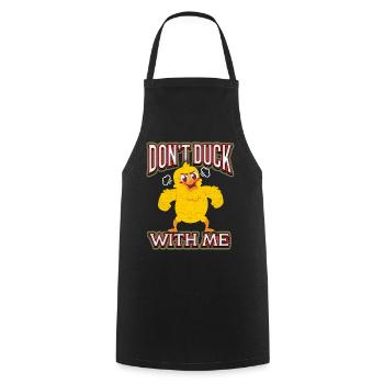 Comic duck funny saying Don't-Duck-with-me, Pun - Cooking Apron - black - Front - AI Model Male 185 dark (185cm)