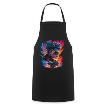 Ghostrider Illustration Moto Synthwave Art - Tablier de cuisine - noir - Devant - AI Model Male 185 dark (185cm)