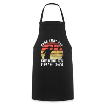 Cornhole Player Blind Hole - Funny Cornhole - Cooking Apron - black - Front - AI Model Male 185 dark (185cm)