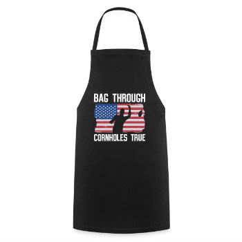 Sack through, corn holes true - Drôle de trou de maïs - Tablier de cuisine - noir - Devant - AI Model Male 185 dark (185cm)