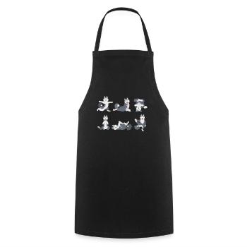 Yoga Husky Meditation Dog Does Yoga Exercises - Cooking Apron - black - Front - AI Model Male 185 dark (185cm)