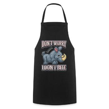 Rhinoceros, rhinoceros, funny saying, pixel art - Cooking Apron - black - Front - AI Model Male 185 dark (185cm)