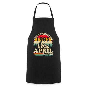 Avril 1983 Vintage vintage cadeau d’anniversaire - Tablier de cuisine - noir - Devant - AI Model Male 185 dark (185cm)