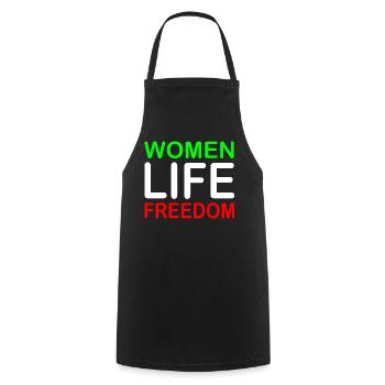 Women life freedom - Kochschürze - Schwarz - Vorne - AI Model Male 185 dark (185cm)